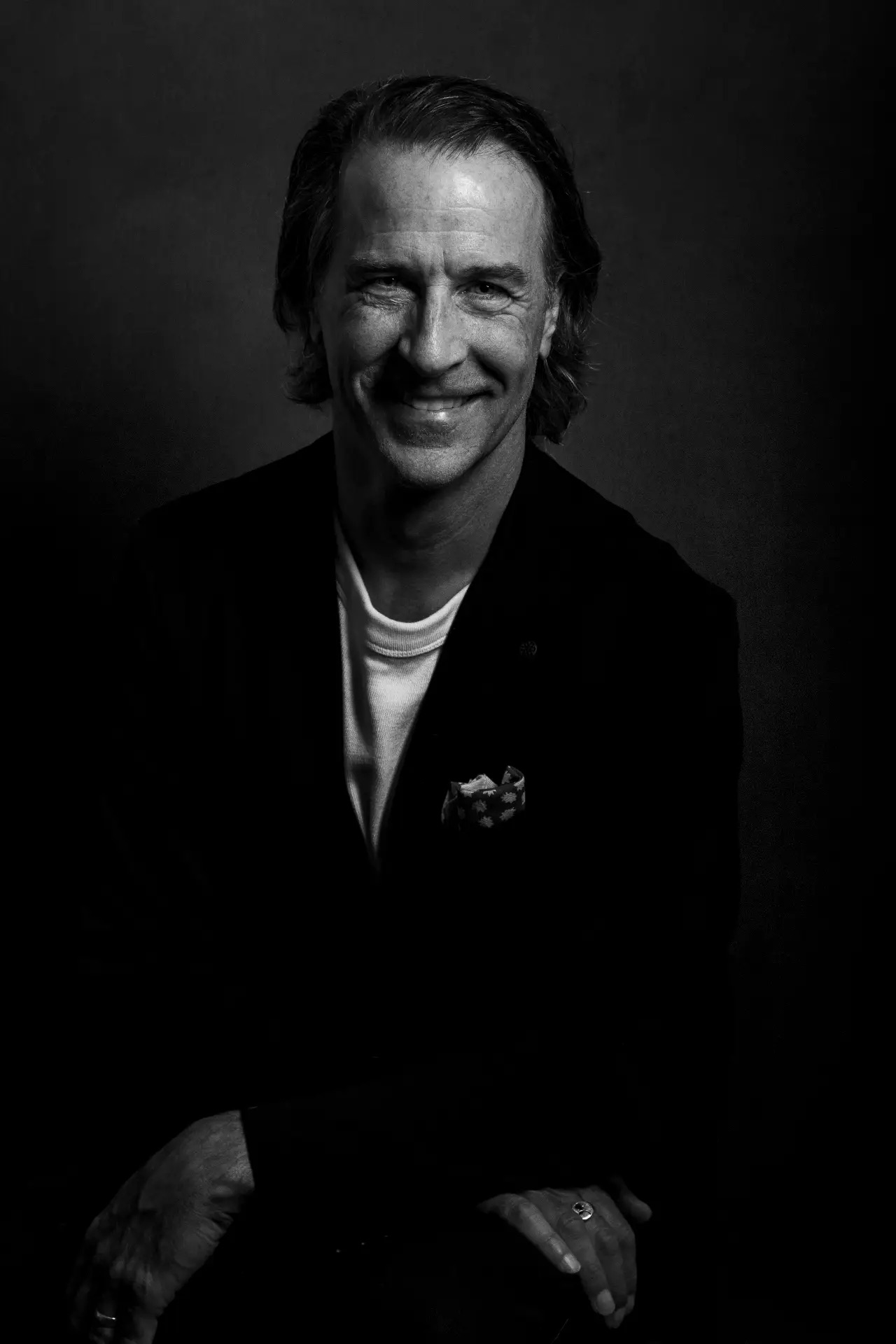 Studio portrait, black and white